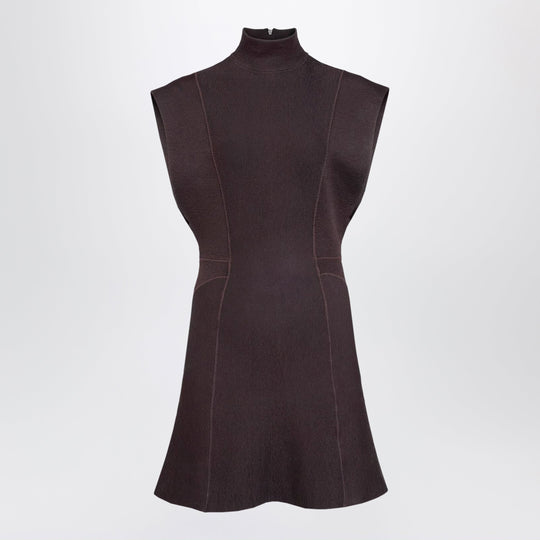 Short Aubergine Silk Knit Dress