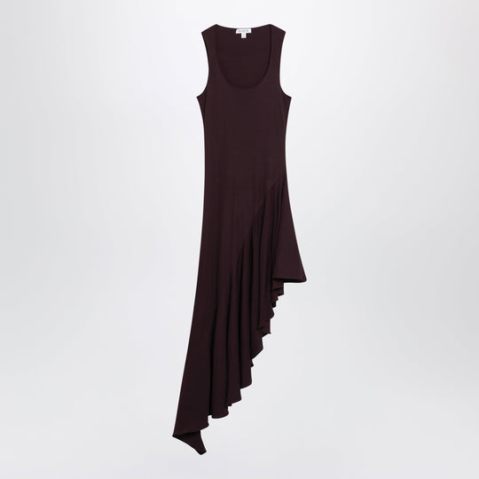 Asymmetric Fluid Jersey Dress In Burgundy Viscose
