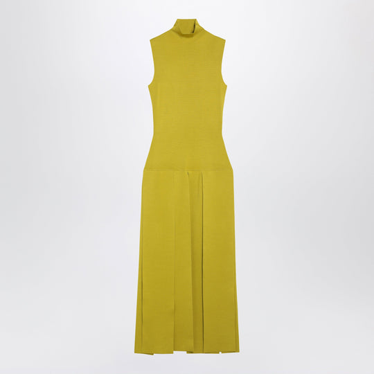Lime Pleated Knit Maxi Dress