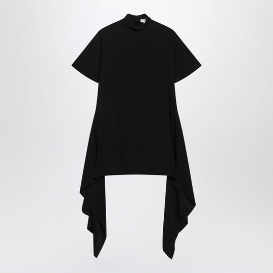 Black Mock-Neck Mini Dress In Cotton Blend