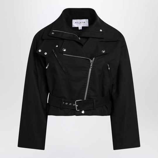 Black Cotton Biker Jacket