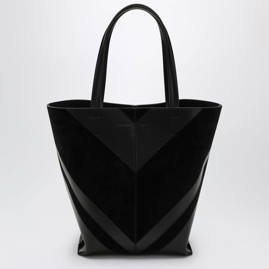 Pot Cabas In Black Leather And Suede