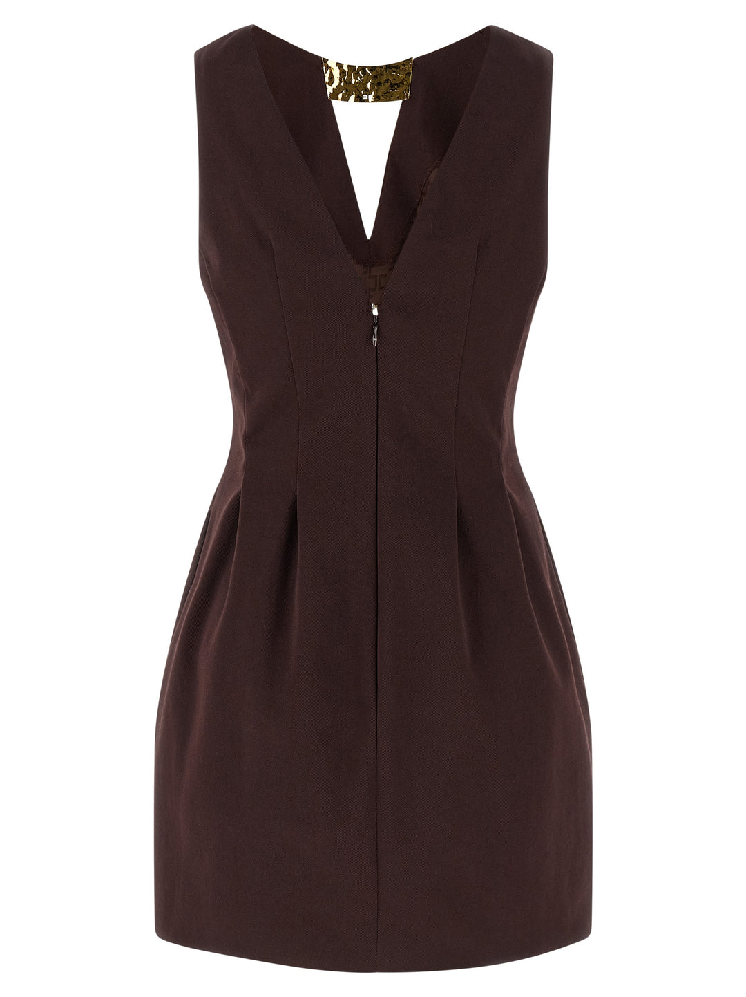 Elisabetta Franchi Metal Plaque Dress Dresses - Brown | 6fa45a1277a65c938620fd8d1487cc3d9622f3ed