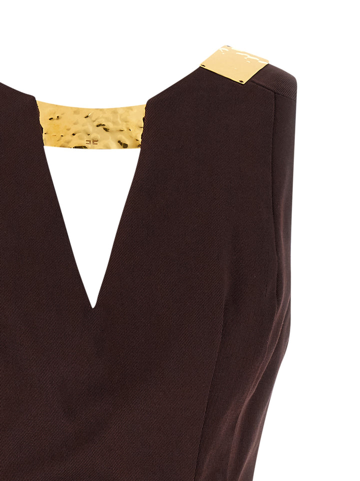 Elisabetta Franchi Metal Plaque Dress Dresses - Brown | f609c0821f83a6f90c58d0e133f89ff883e6742b