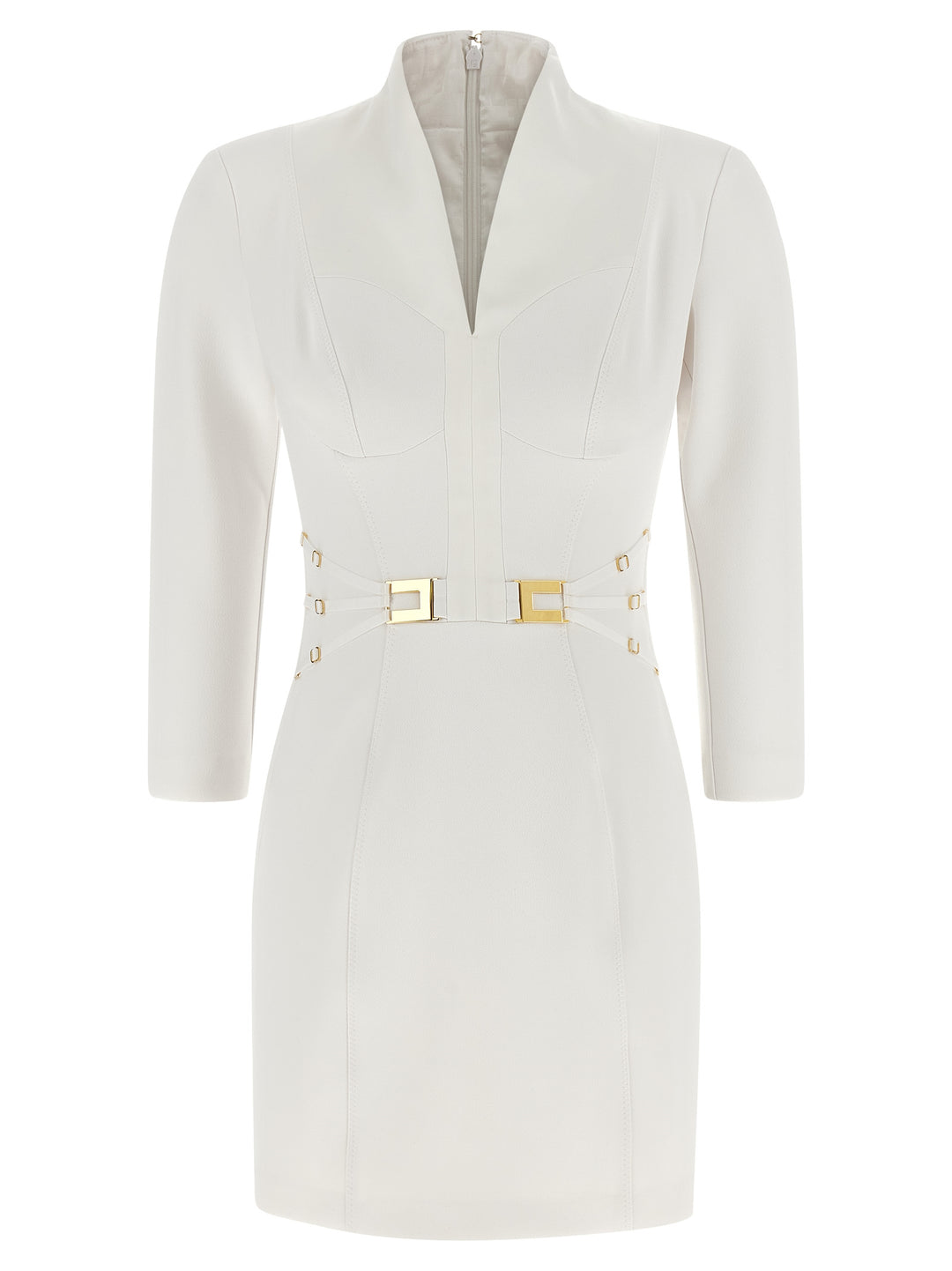 Elisabetta Franchi Logo Dress With Elastic Bands Dresses - White | ba8c58d3083e7aa03225d9f05faac87caa108591