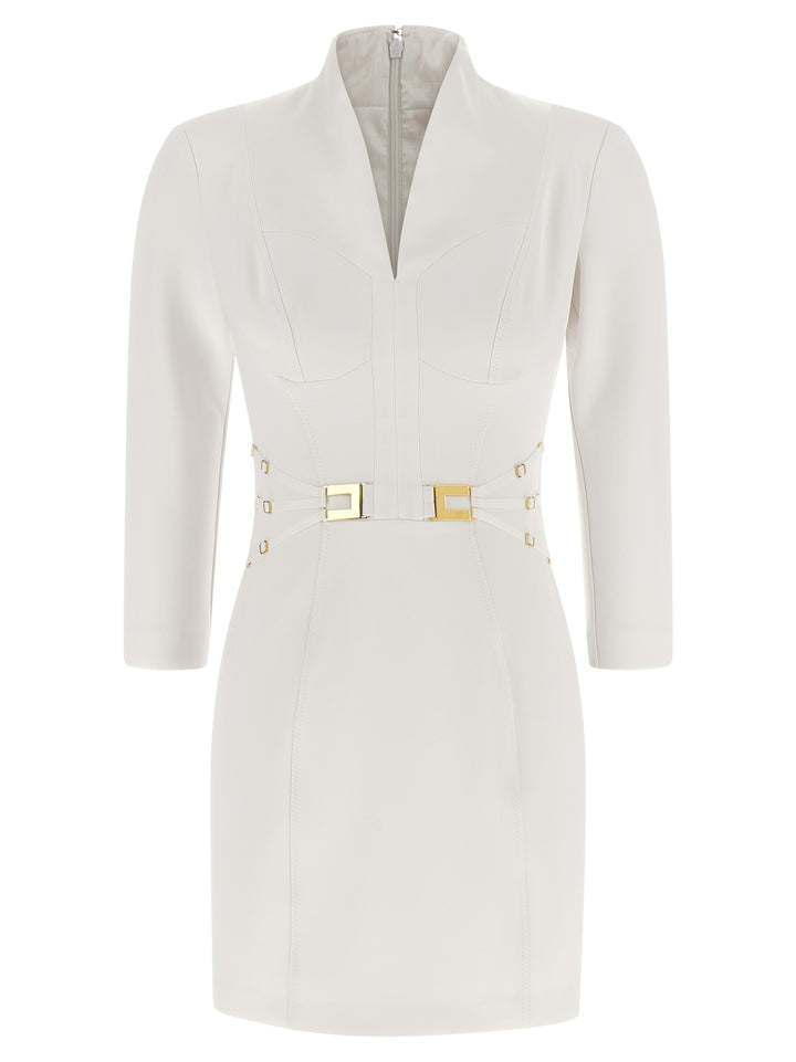 Elisabetta Franchi Logo Dress With Elastic Bands Dresses - White | ba8c58d3083e7aa03225d9f05faac87caa108591