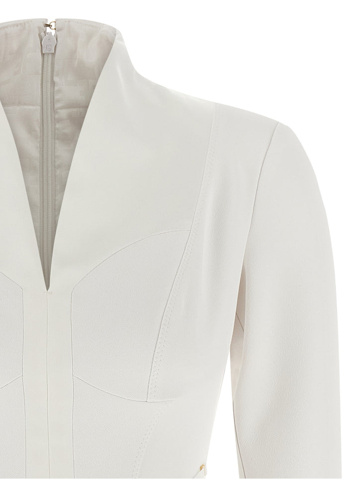 Elisabetta Franchi Logo Dress With Elastic Bands Dresses - White | 1d9dbd267828f09d8c67b1a10d452246c1ab7bf8