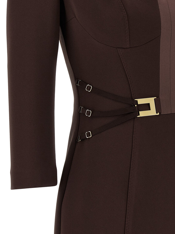 Elisabetta Franchi Logo Dress With Elastic Bands Dresses - Brown | f5f112ee9d426774826020a5cc624fd5857b468e