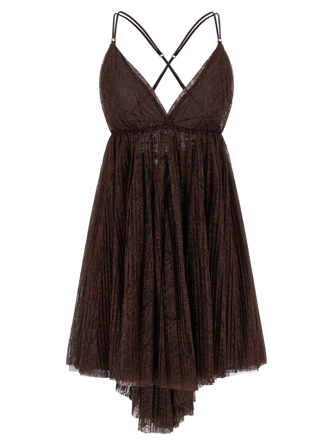 Elisabetta Franchi Lace Mini Dress Dresses - Brown | 7d23e61910d261b1107a1c35c2f8a0a17843cd2f