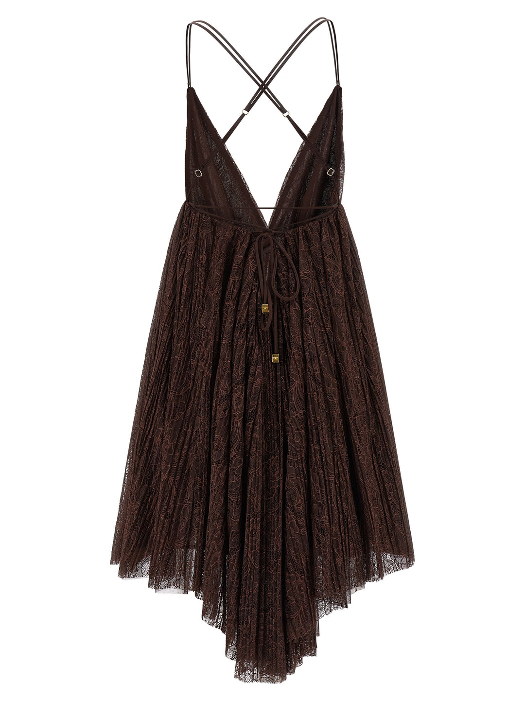 Elisabetta Franchi Lace Mini Dress Dresses - Brown | d392fd6aa893fc1048d7ec278eb8dcd28ae7f68a