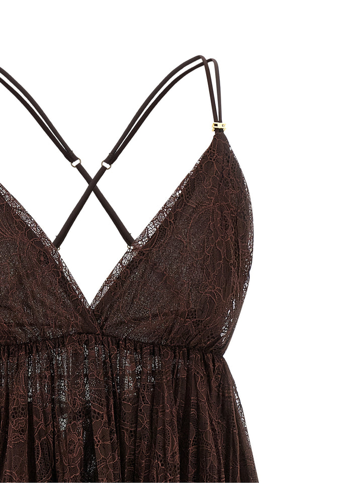 Elisabetta Franchi Lace Mini Dress Dresses - Brown | e7545a2b745d195c7074c09b7656e529a482d108