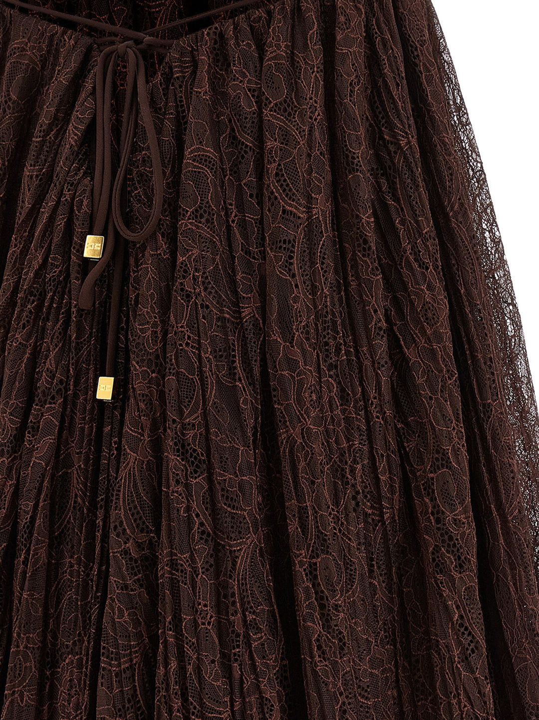 Elisabetta Franchi Lace Mini Dress Dresses - Brown | 3f631d9c4366f576b507b9f358a2d0941a5aa25e