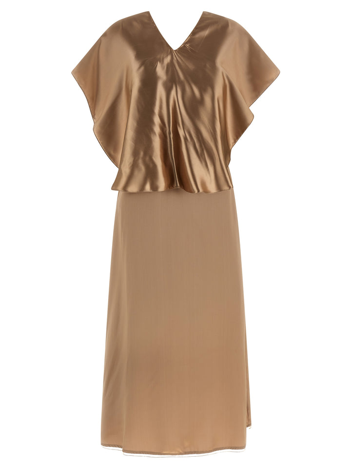 Fabiana Filippi Dress With Cape Dresses - Beige | cdb3e951e1197c3371da8c04a9567bc95366cf7f