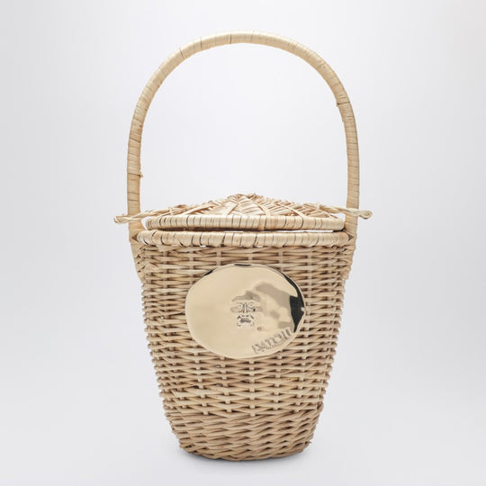 Beige Wicker Bucket