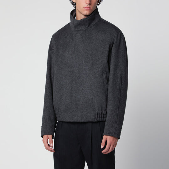 Grey Zip-Up Jacket In Wool