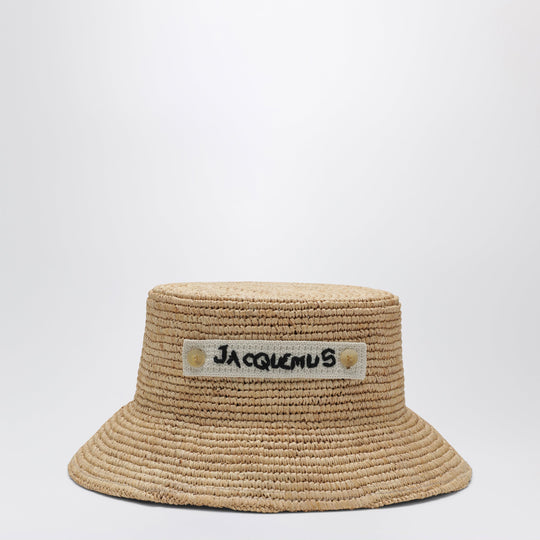Logo Raffia Bucket Hat In Natural
