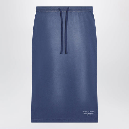 Navy Blue Cotton Skirt With A Splatter Effect