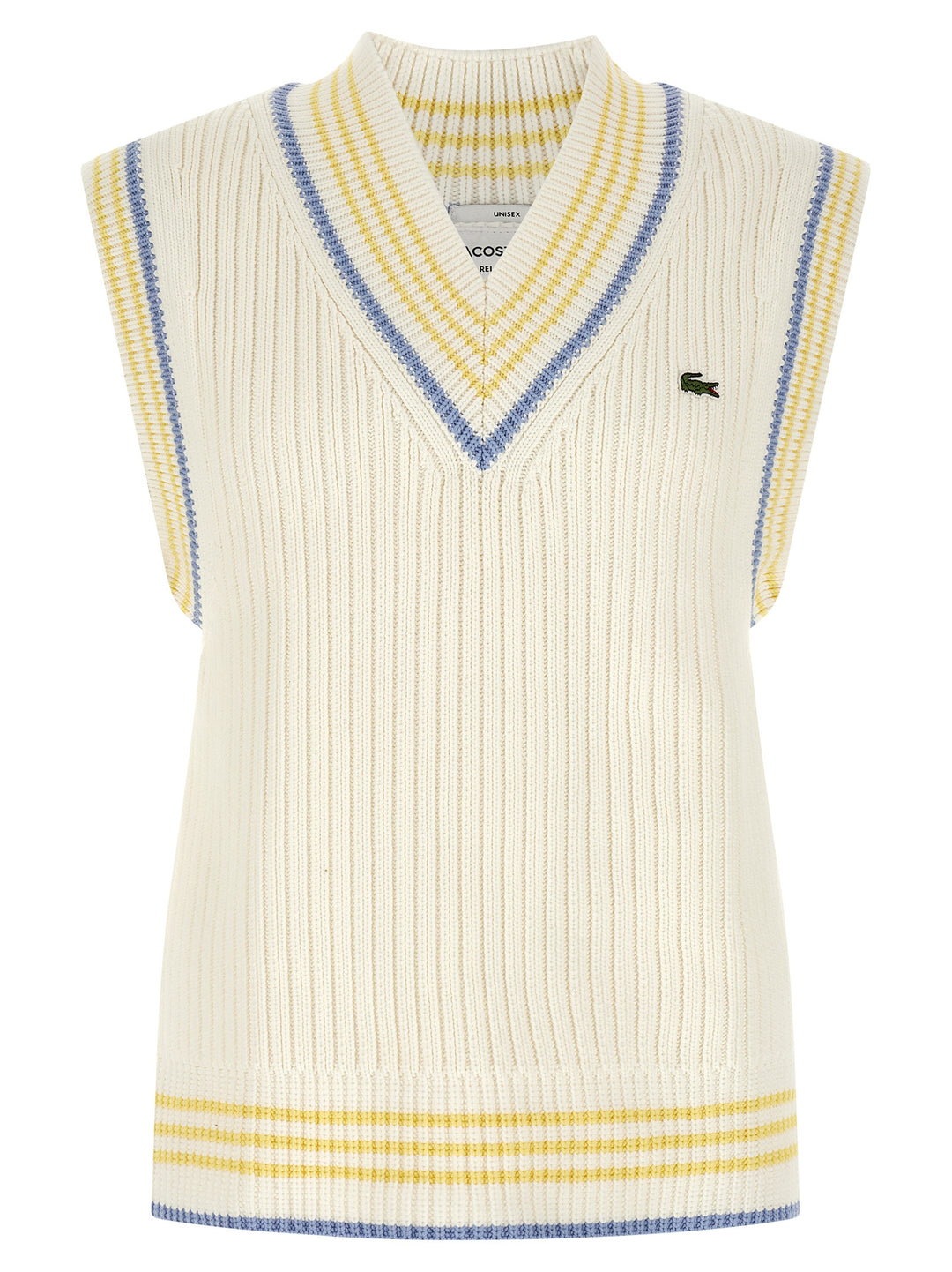 Lacoste Thick Knit Vest Gilet - White | ba31e158d98995c9b857c2743375d6f1be6c9b4f