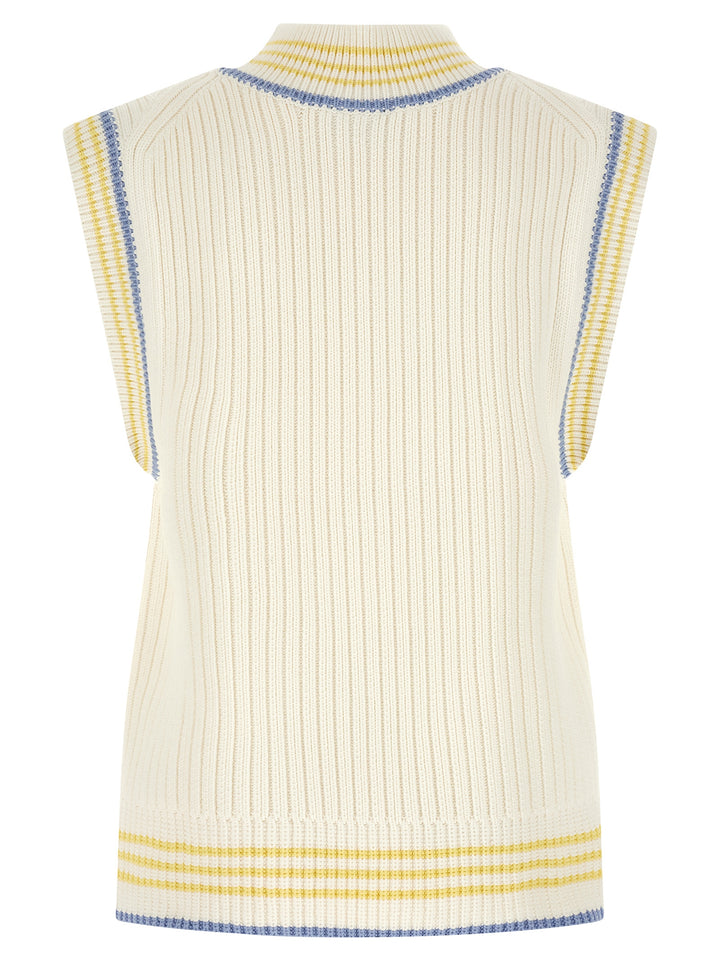 Lacoste Thick Knit Vest Gilet - White | 0a389085ce21c07c51ad9a67df1cfa6aac8e0300