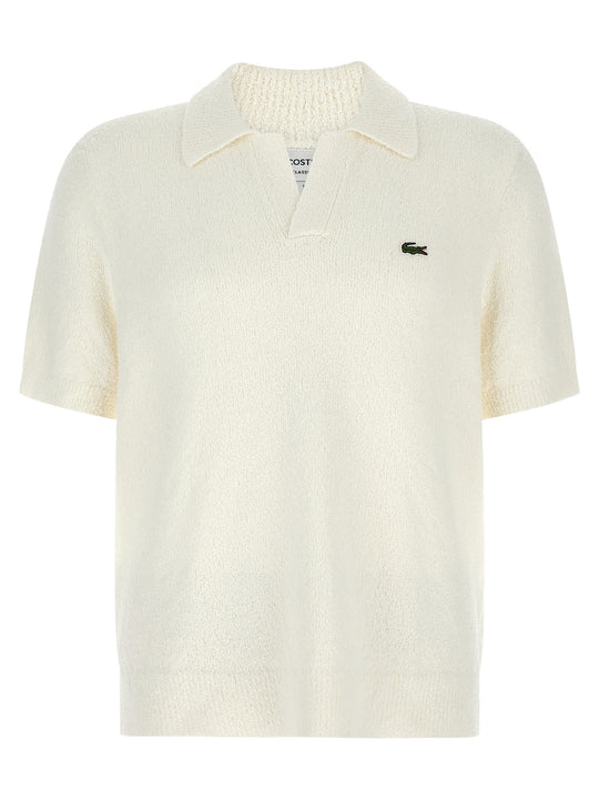Bouclé Knitted Shirt Polo White