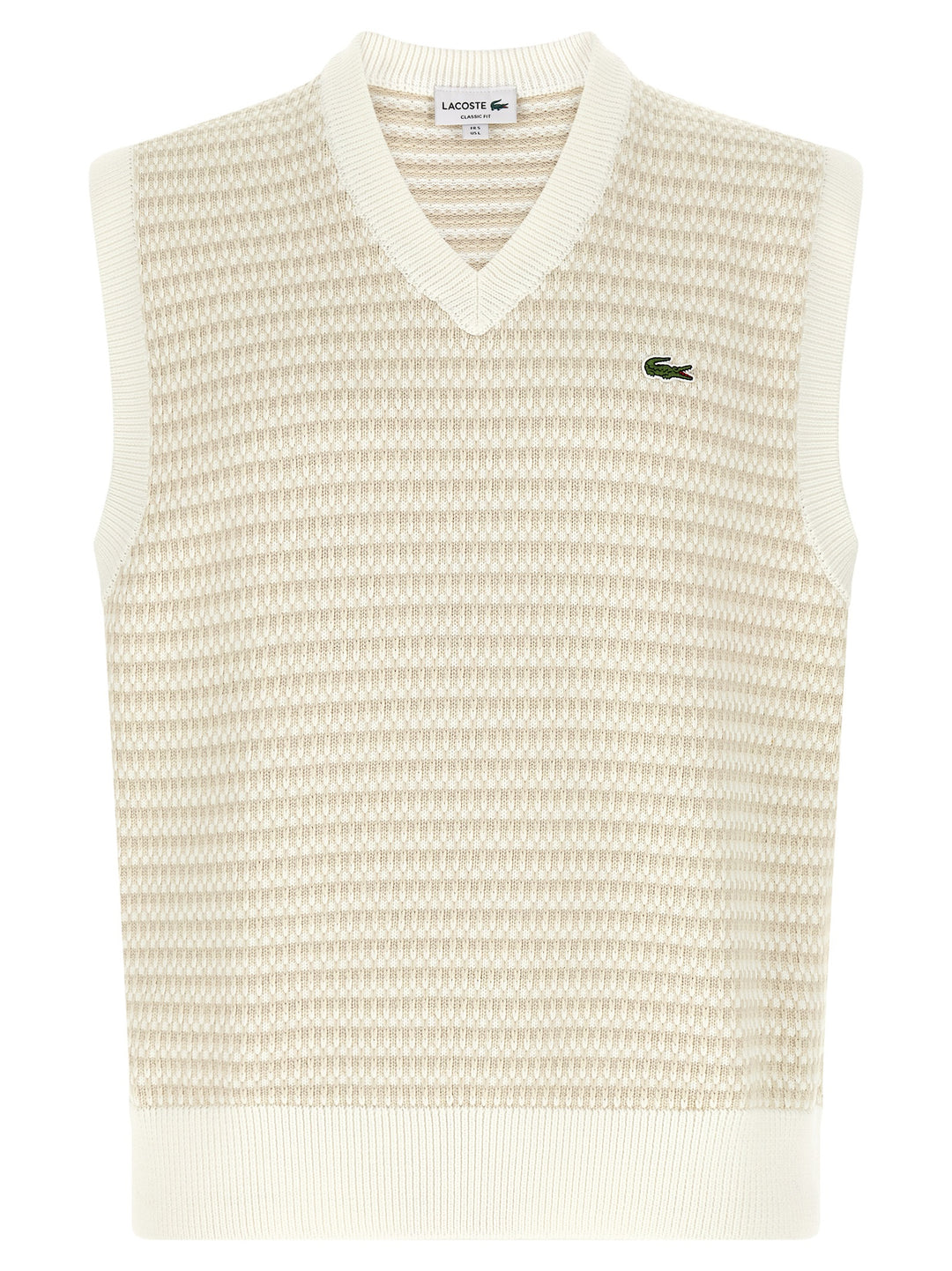 Lacoste Knit Vest Gilet - Beige | 321ea4a9a80c32d98ad559ed13f38edba5f28f84