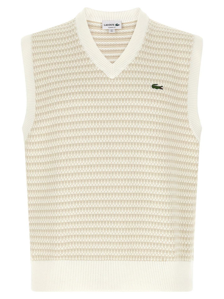 Lacoste Knit Vest Gilet - Beige | 321ea4a9a80c32d98ad559ed13f38edba5f28f84