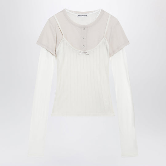Layered Jersey Shirt With Bow White/Off White