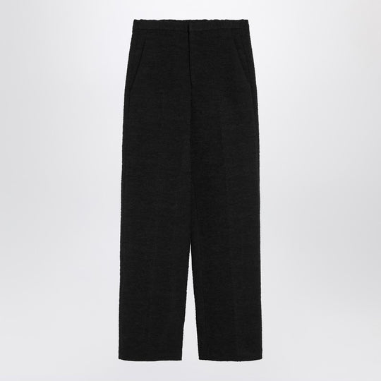 Black Straight Bouclé Trousers