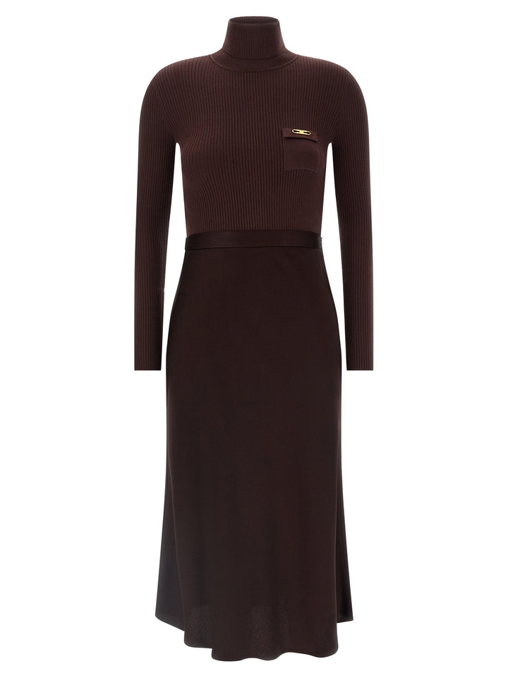 Elisabetta Franchi Turtleneck Dress Dresses - Bordeaux | 24aab8381fd16b5e9ff8ffe75140ea0cf157ec24