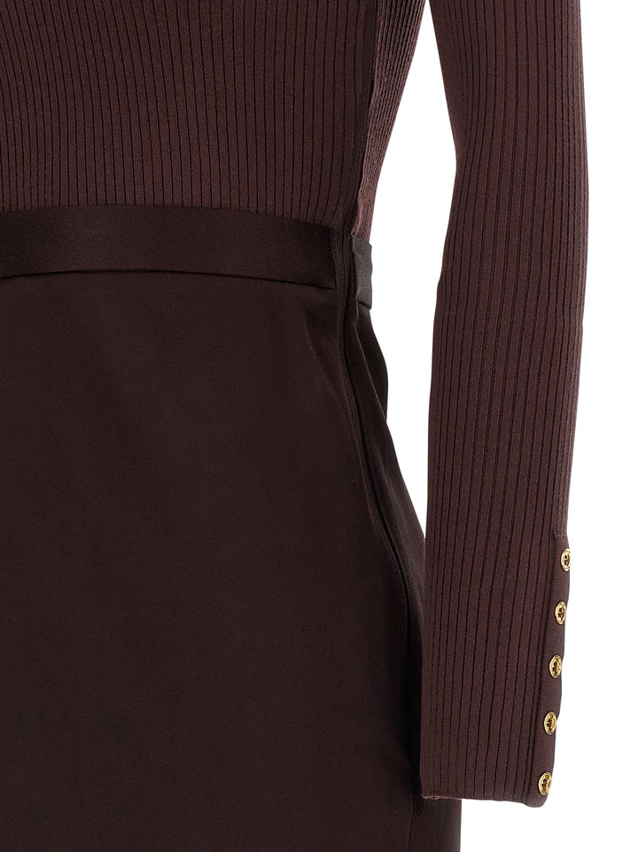 Elisabetta Franchi Turtleneck Dress Dresses - Bordeaux | ca03f331d29820aee277b1107b61594d3b59a9c3