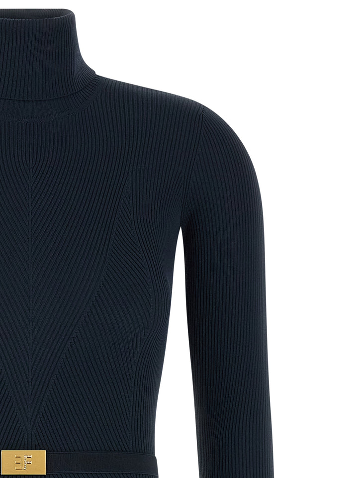 Elisabetta Franchi Logo Belt Dress Dresses - Blue | 94392886a55d51fc683b99e8f41698211790eecb