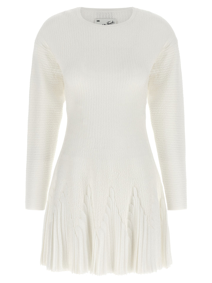 Elisabetta Franchi Knitted Pleated Dress Dresses - White | e88325cd99ed2074633f24757c57b161b38bb596