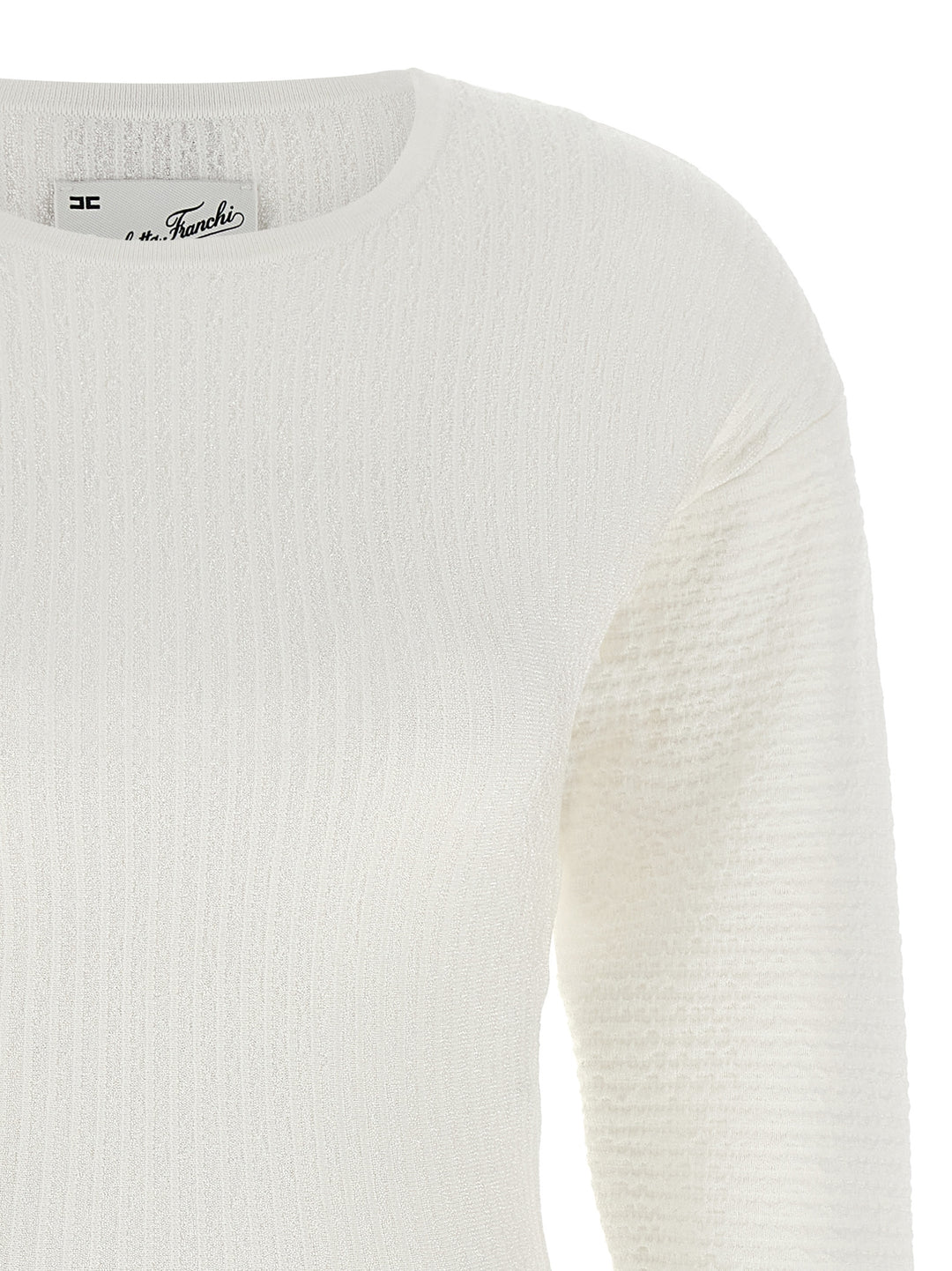 Elisabetta Franchi Knitted Pleated Dress Dresses - White | 9305f5b372755760168f0fca60b16795416b3a10