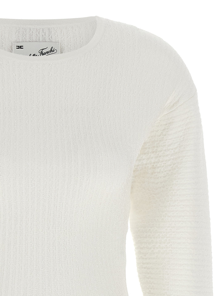 Elisabetta Franchi Knitted Pleated Dress Dresses - White | 9305f5b372755760168f0fca60b16795416b3a10