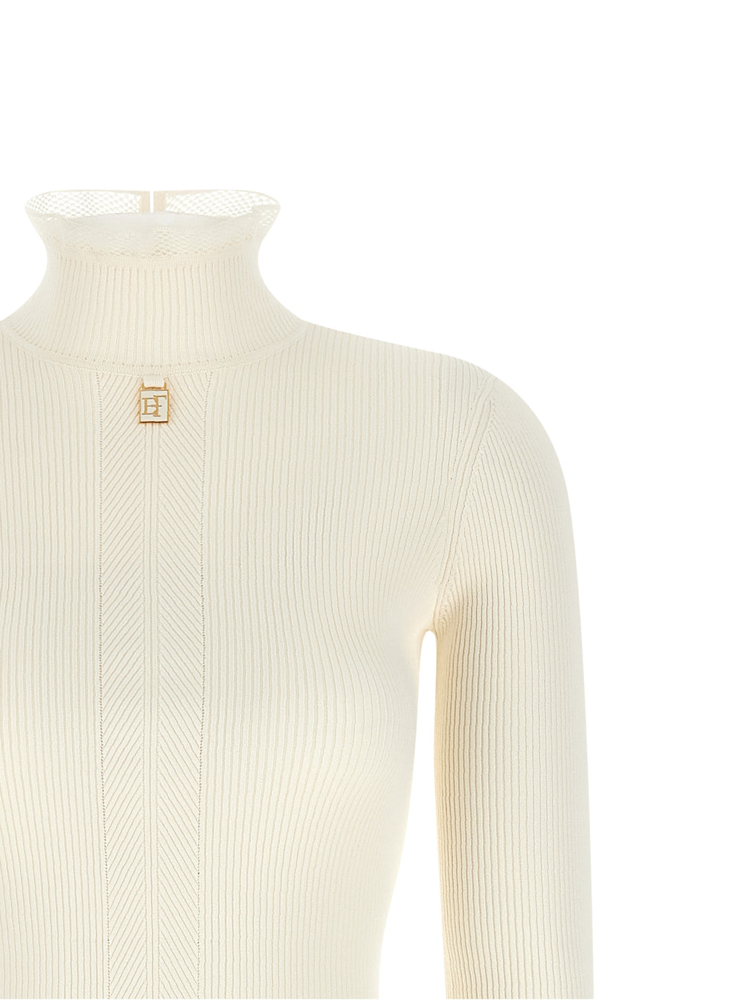 Elisabetta Franchi Ribbed Knit Dress Dresses - White | 373cf5ad956f1a19ce12f108bbdfbbc5d86b67f2