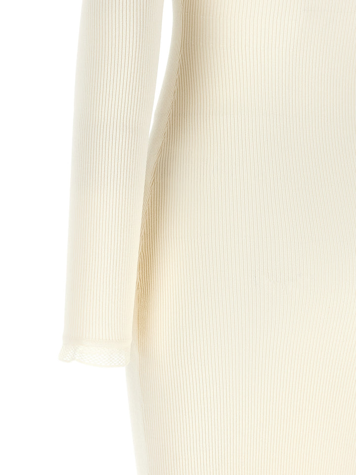 Elisabetta Franchi Ribbed Knit Dress Dresses - White | f099dff8891ea315be47fa0dc6e8a2d61ca6c3aa
