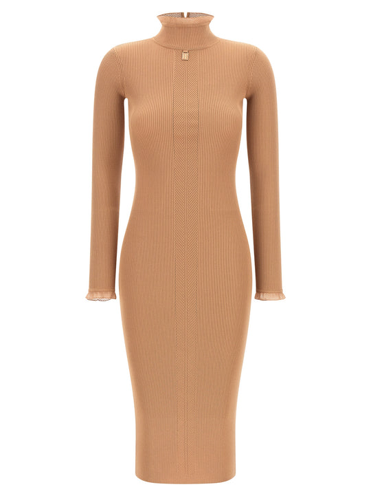 Ribbed Knit Dress Dresses Beige