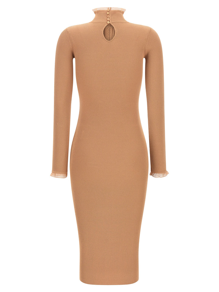 Elisabetta Franchi Ribbed Knit Dress Dresses - Beige | 89bccfe07db10f16ac74a2e5341a7e7b055c0261