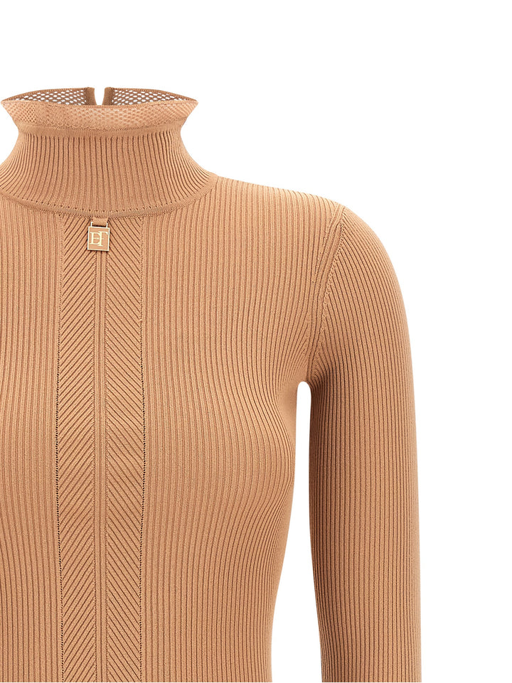 Elisabetta Franchi Ribbed Knit Dress Dresses - Beige | d68790c1e6ffd176ec634ee6745d470bd3d43c7b