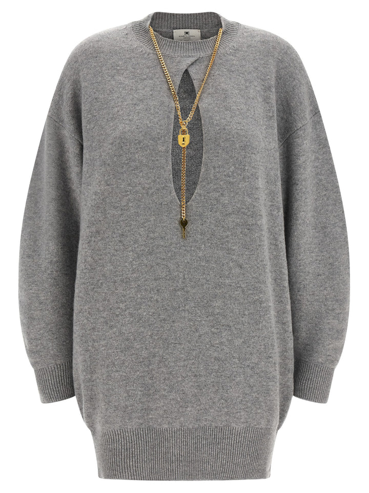 Elisabetta Franchi Necklace Dress Dresses - Gray | 8b01ca94a9c947ab4c62f5e5f6955dfcc7fcd234