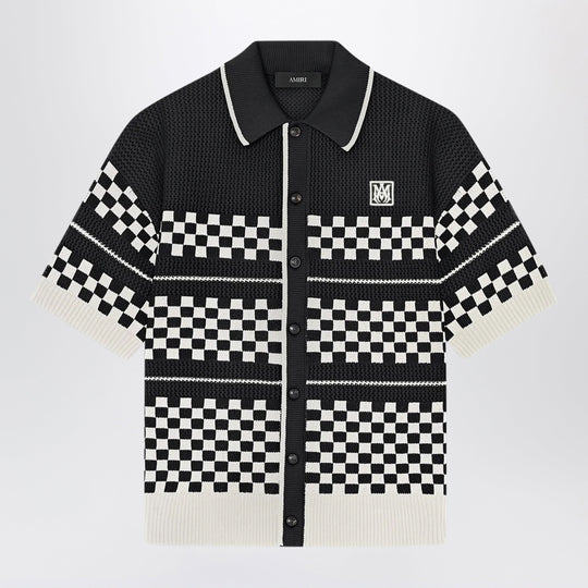Checkered Mesh Sweater With Logo Embroidery