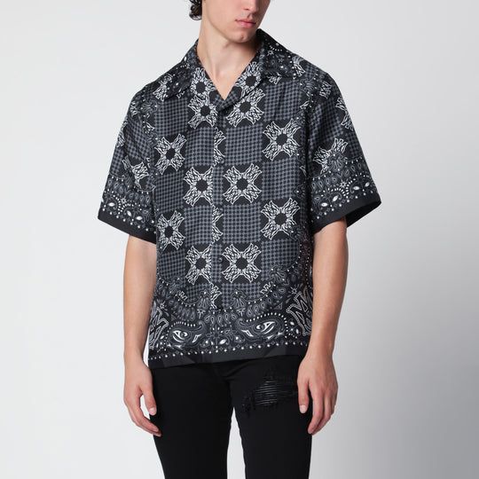 Ma Check Camp Checked Silk Camp Shirt In Black