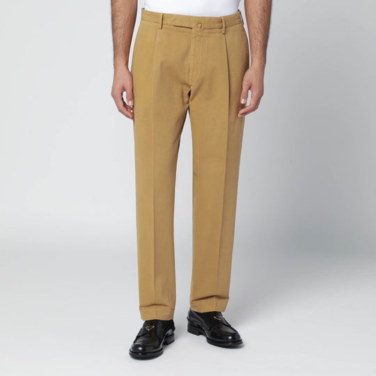 Ochre Cotton And Cashmere Trousers