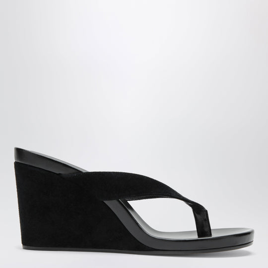 Roud Wedge In Black Suede
