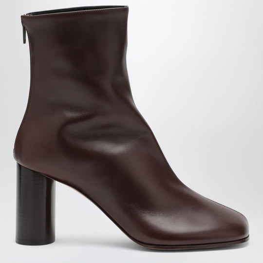 Tug Ankle Boot In Plum Brown Leather