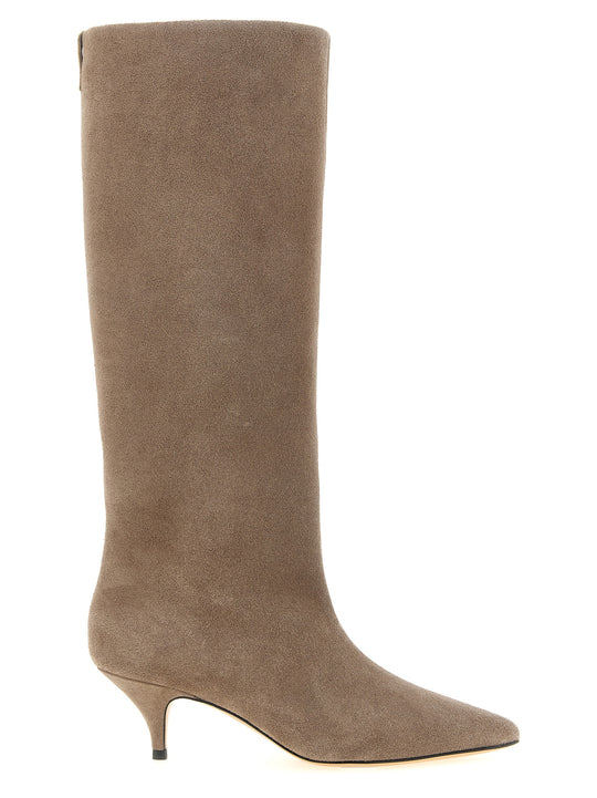 High Suede Boots Boots And Ankle Boots Beige