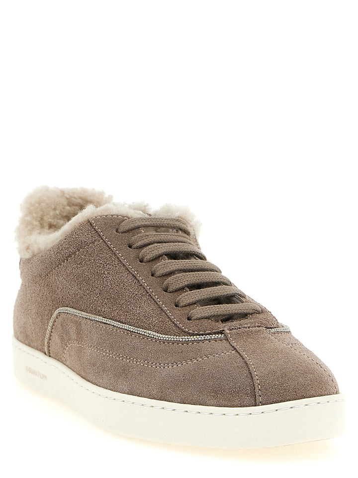 Fabiana Filippi Diamond Detail Suede Sneakers - Beige | 1bc9c6133e1ae8a83afa67c753898a3642acd76a