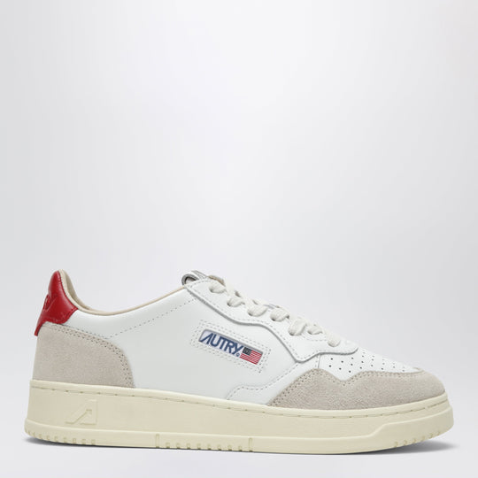 Medalist Low Sneakers In White/Red Leather And Suede