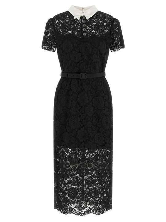 Lace Dress With Collar Dresses Black
