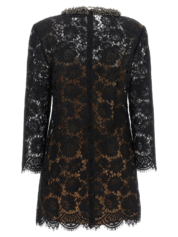 Self Portrait Lace Dress With Jewel Collar Dresses - Black | efc7506d7855784625f2cc9e2eae92868d962e19